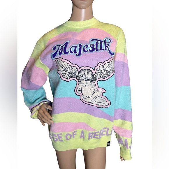 Majestik Sweater - Rage Of A Rebellion - Multi Pastel - SW2235 Size Medium - Picture 2 of 14